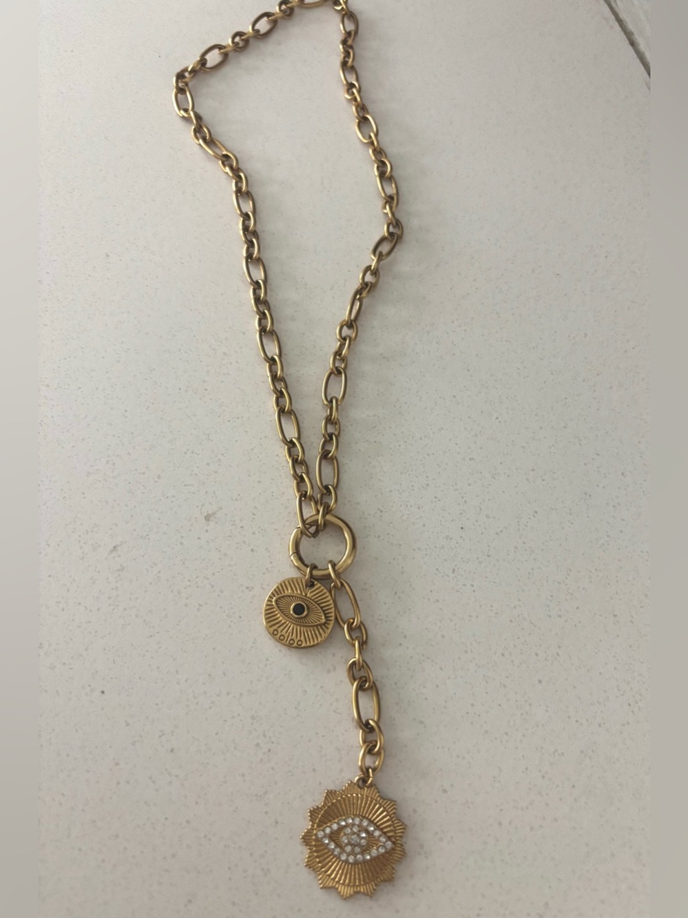 Brazilian 18 karat gold filled - Gold Eye Pendant Chain Necklace - Women Jewelry